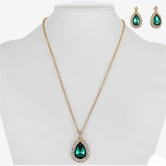 Monet Jewelry Pendant Necklace And Drop Earring 2. pc.Glass Jewelry Set - Picture 4 of 6